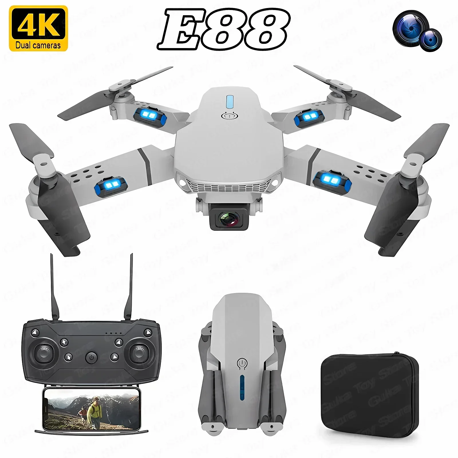 Drone Racing Camera - E88 Pro WIFI FPV Droneมุมกว้างHD 4K