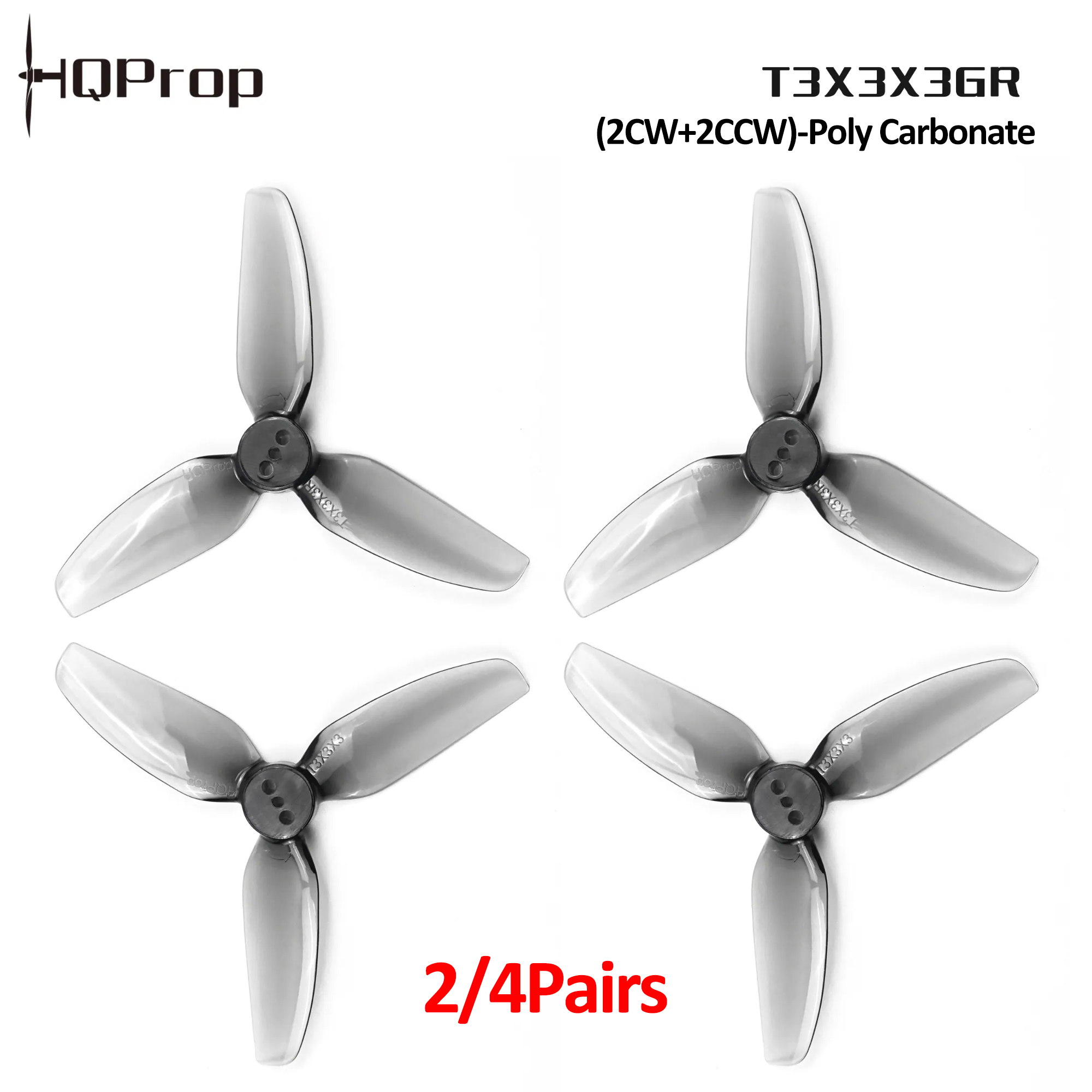 2/4 คู่ ใบพัด HQProp T3X3X3GR  - Drone Racing Motor บทวิจารณ์และราคา